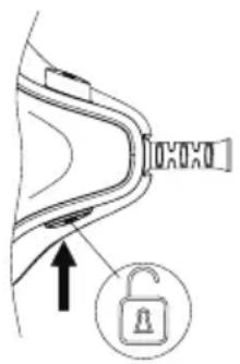 Diagram showing a lock mechanism with an open padlock icon and directional arrow indicating movement