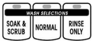 WASH SELECTIONS SOAK & SCRUB NORMAL RINSE ONLY