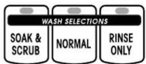 WASH SELECTIONS SOAK & SCRUB NORMAL RINSE ONLY