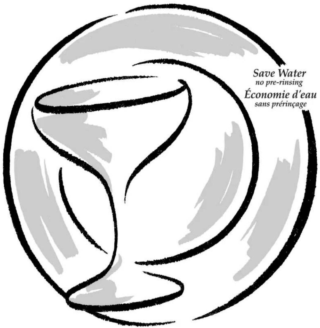 Save Water no pre-rinsing Économie d'eau sans prérinçage