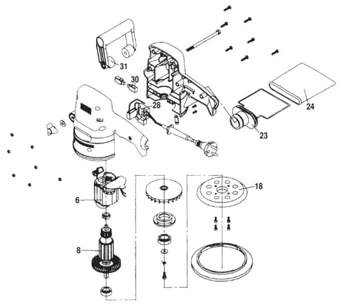Exploded view diagram of a mechanical assembly with numbered parts for identification