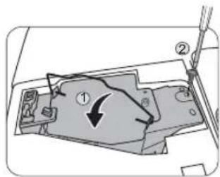 Technical diagram showing a mechanical component with labeled parts and an arrow indicating direction, likely illustrating a turning or dissection process.