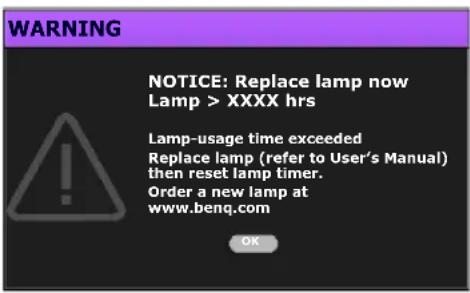 BENQ HT1085ST - Timing of replacing the lamp - 3