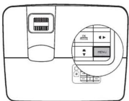 Diagram showing a device with labeled buttons and a circular interface displaying 'OK', 'ROI', and 'MENU' options.