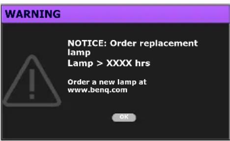 BENQ HT1085ST - Timing of replacing the lamp - 1