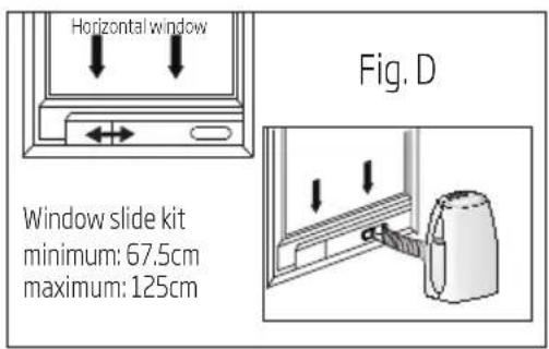 Horizontal window Window slide kit minimum: 67.5cm maximum: 125cm Fig. D