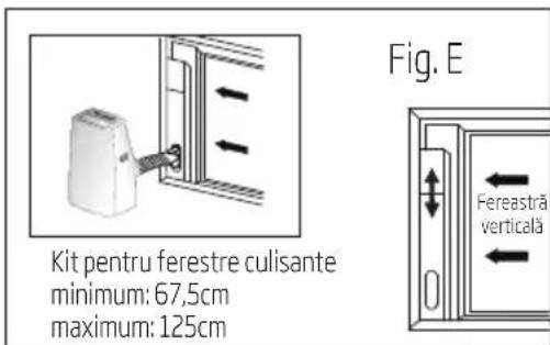 Kit pentru ferestre culisante minimum: 67,5cm maximum: 125cm Fig. E Fereastră verticală