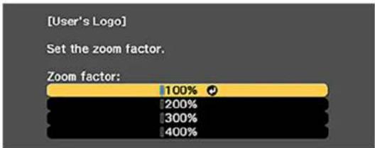 [User's Logo] Set the zoom factor. Zoom factor: 100% 200% 300% 400%