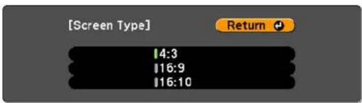 [Screen Type] 14:3 16:9 16:10 Return 🔒