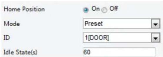 Home Position On Off Mode Preset ID 1[DOOR] Idle State(s) 60