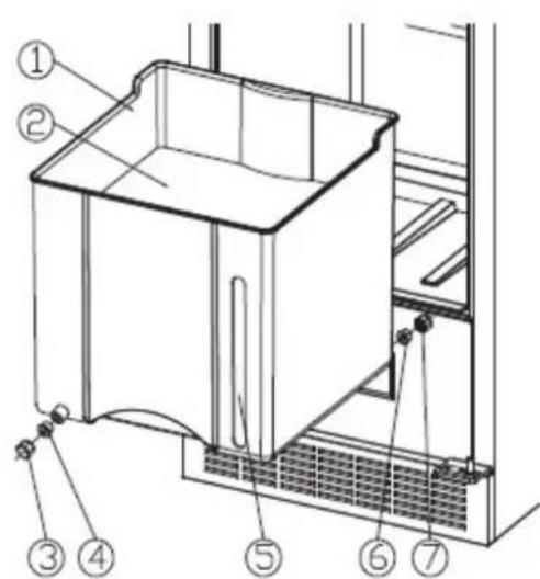 Technical diagram of a multi-level heating unit with numbered components and piping connections