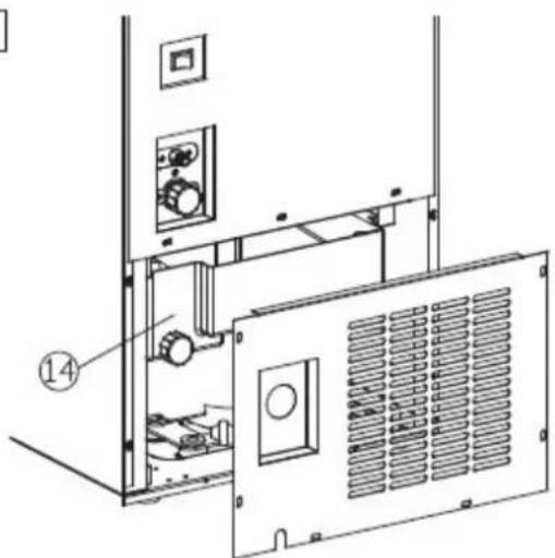 Technical diagram of an electrical cabinet with labeled components and numbered annotation (14)