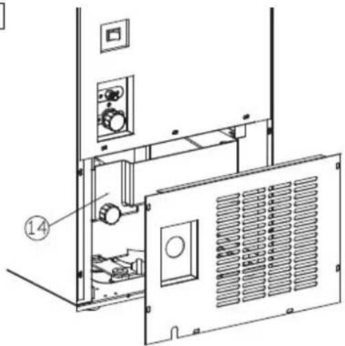 Technical diagram of an electrical cabinet with labeled components and numbered annotation (14)