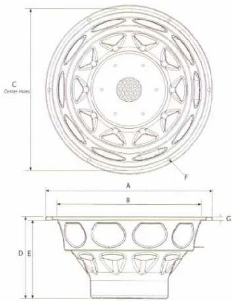 C Center Holes A B G D E
