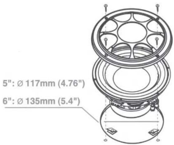 5": Ø 117mm (4.76") 6": Ø 135mm (5.4")