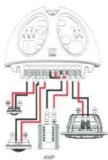 Diagram of an electrical system with labeled components including lamp, capacitors, and diodes