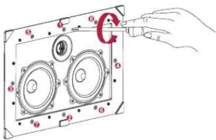 Diagram showing a hand inserting a component into a device with labeled parts and a circular arrow indicating rotation.