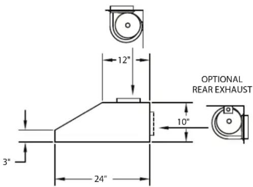 OPTIONAL REAR EXHAUST 12" 10" 3" 24"