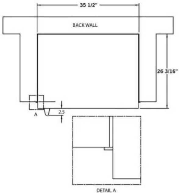 35 1/2" BACK WALL 26 3/16" A 2.5 DETAIL A
