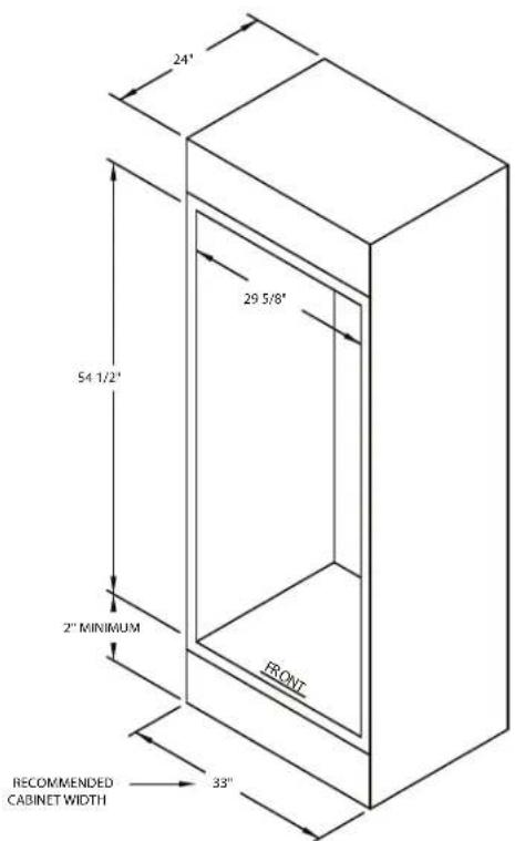 24' 54 1/2" 2" MINIMUM FRONT 33" RECOMMENDED CABINET WIDTH