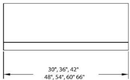 30", 36", 42" 48", 54", 60" 66"