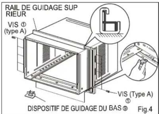 RAIL DE GUIDAGE SUP RIEUR VIS ① (type A) DISPOSITIF DE GUIDAGE DU BAS ⑨ Fig.4 VIS (Type A)