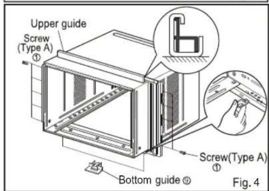 Upper guide Screw (Type A) ① Bottom guide ② Screw(Type A) ① Fig. 4