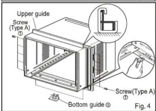 Upper guide Screw (Type A) ① Bottom guide © Screw(Type A) ① Fig. 4