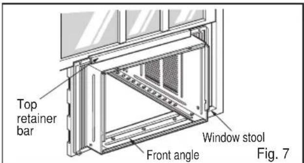Top retainer bar Front angle Window stool Fig. 7