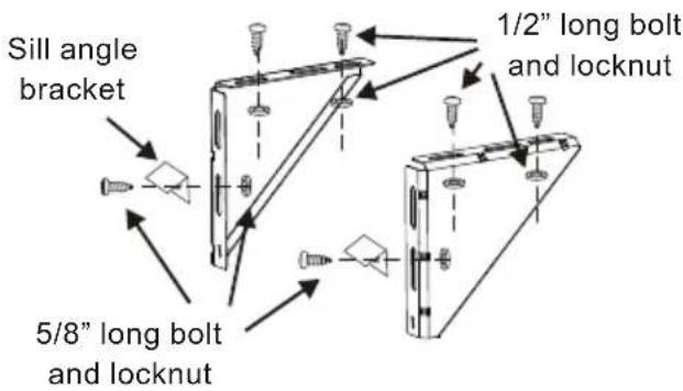 Sill angle bracket 1/2" long bolt and locknut 5/8" long bolt and locknut