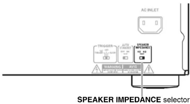 AC INLET TRIGGER AUTO STANLEY SPEAKER IMPEDANCE 4Q 6D WARNING AVIS SPEAKER IMPEDANCE selector