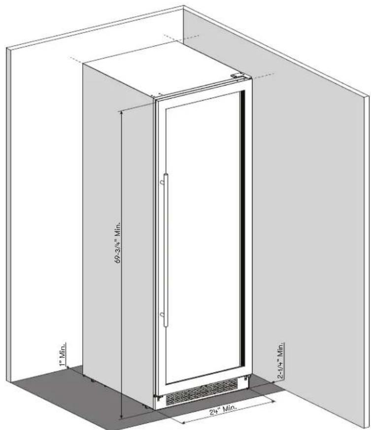 Zephyr PRW24F02BG - Installation Clearance Requirements - 1