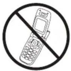 Prohibition sign showing a mobile phone crossed out by a diagonal line, indicating no use or prohibition.