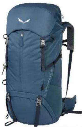 Blue backpack with visible branding and usage straps (no text or symbols)