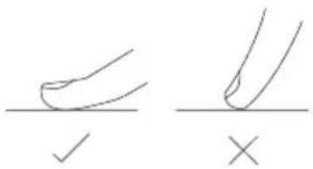 Diagram showing two hand-drawn symbols: a curved line with checkmark and a bent line with cross, both aligned on a horizontal line.