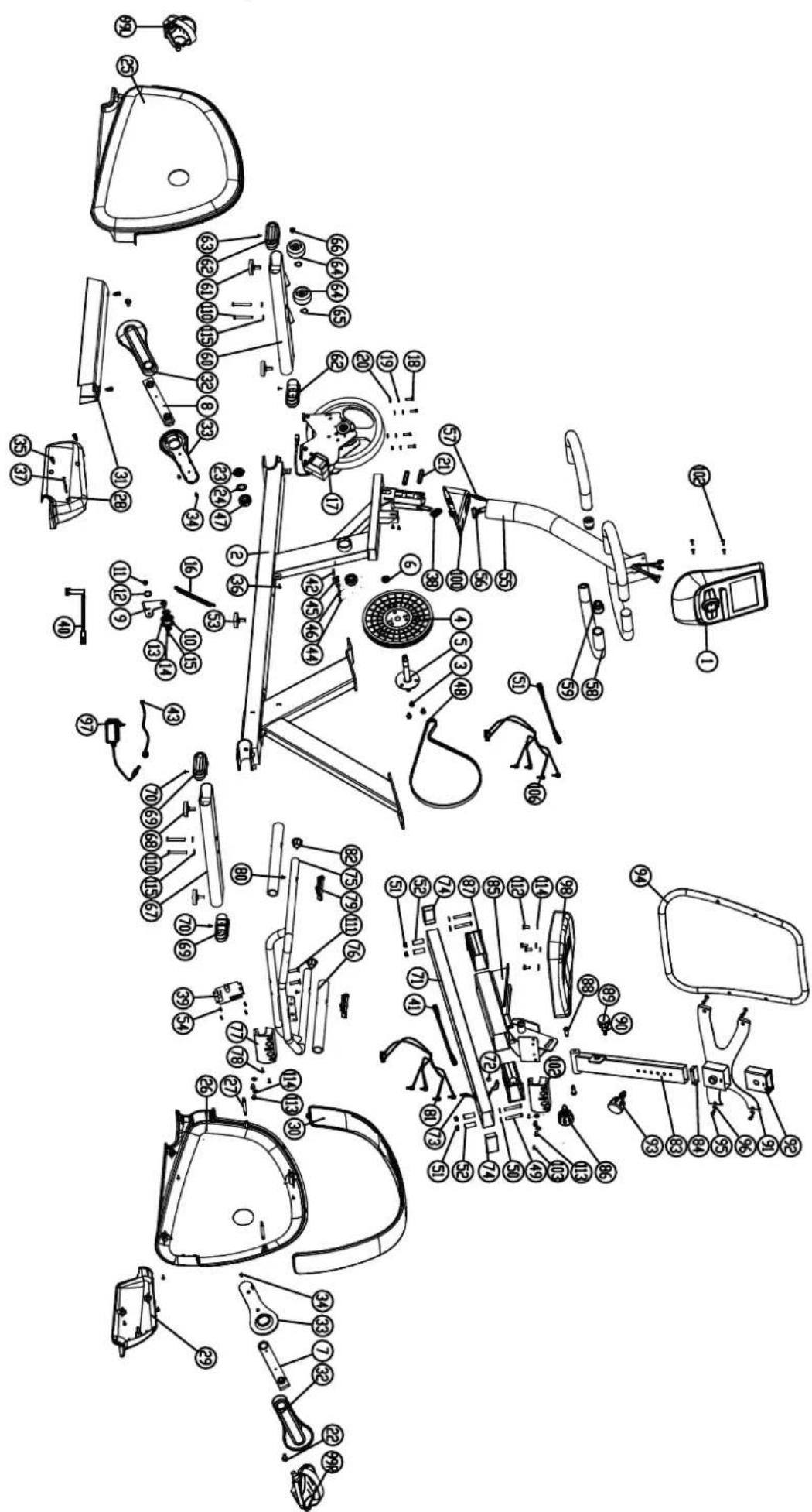 Exploded view diagram of a mechanical device with numbered components for identification