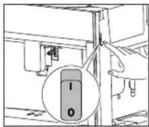 Technical diagram showing a mechanical assembly with labeled components and an inset magnified view of a component with 'I' and 'O'.