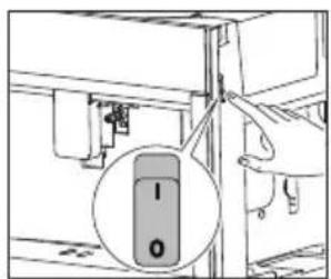 Technical diagram showing a mechanical assembly with labeled components and an inset magnified view of a component labeled '1' and '0'.
