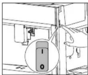 Technical diagram showing a mechanical assembly with labeled components and a magnified inset highlighting part 1 and component 0.