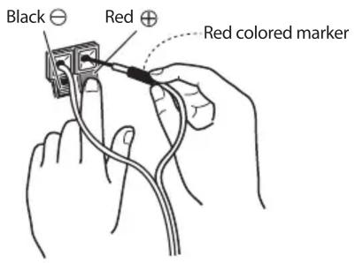 Black ⊖ Red ⊕ Red colored marker