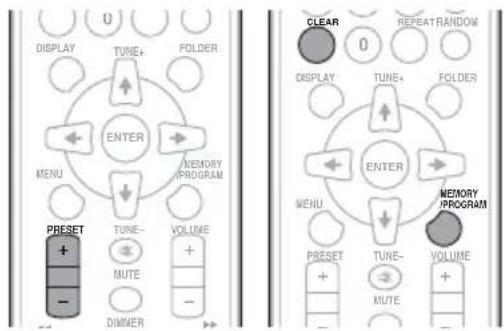 DISPLAY TUNE+ FOLDER ENTER MENU MEMORY PROGRAM PRESET TUNE- MUTE VOLUME + - DINNER CLEAR 0 REPEATRANDOM DISPLAY TUNE+ FOLDER ENTER MENU MEMORY PROGRAM PRESET TUNE- MUTE VOLUME + - -