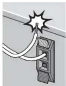 Illustration of a cable plugged into an electrical socket with a starburst effect (no text or symbols)