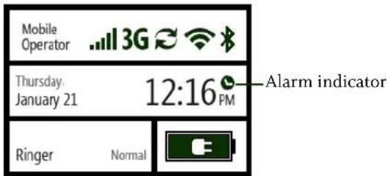 MICROSOFT Kin One - Does my phone display an indicator when I have an alarm set? - 1