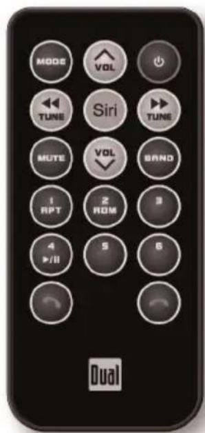 MODE VOL TUNE Siri TUNE MUTE VOL BAND 1 RPT 2 ROM 3 4 ▶/II 5 6 Dual