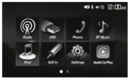 Radio USB Phone BT Music iPod AUX In Settings Apple CarPlay