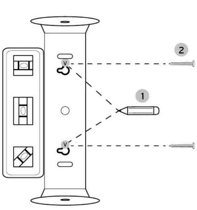Diagram showing a device with labeled components and two screws, illustrating electrical or mechanical assembly.
