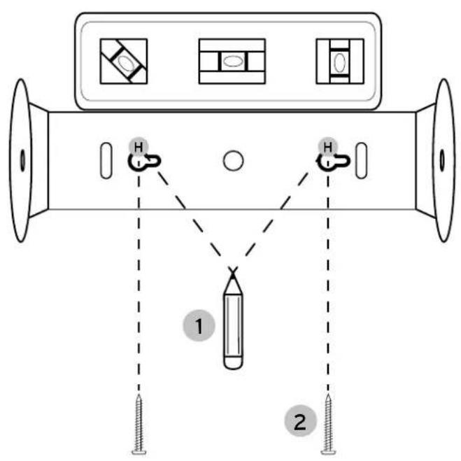 Diagram of a device with labeled components and connections, showing two pins (1 and 2) connected to a central device with two sensors.