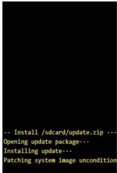 -- Install /sdcard/update.zip ... Opening update package... Installing update... Patching system image uncondition