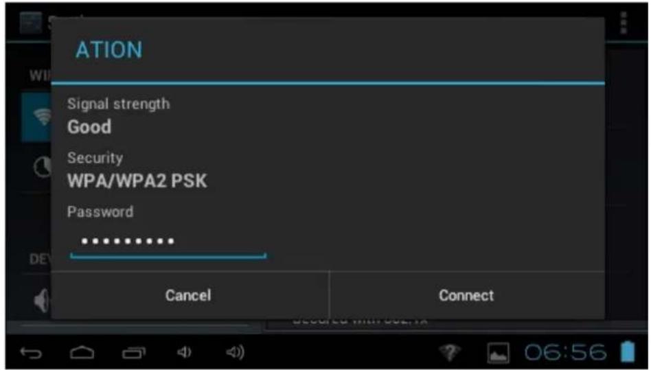 ATION Signal strength Good Security WPA/WPA2 PSK Password .......... Cancel Connect
