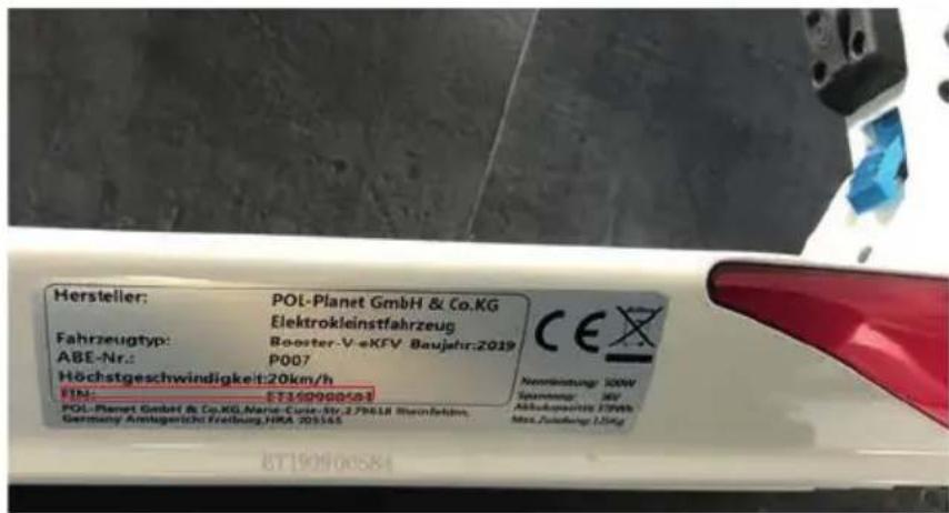 SXT Light Plus V - So finden Sie die Fahrzeug-Identifizierungsnummer (FIN): - 1